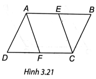 Cho hình bình hành ABCD. Gọi E, F lần lượt là trung điểm của các cạnh AB, CD. Chứng minh rằng: a) Hai tứ giác AEFD, AECF là những hình bình hành. b) EF = AD, AF = EC. (ảnh 1)