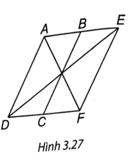 Cho hình bình hành ABCD. Lấy điểm E sao cho B là trung điểm của AE, lấy điểm F sao cho C là trung điểm của DF. Chứng minh rằng: a) Hai tứ giác AEFD, ABFC là những hình bình hành. b) Các trung điểm của ba đoạn thẳng AF, DE, BC trùng nhau. (ảnh 1)