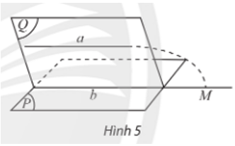 Cho đường thẳng a không nằm trong mặt phẳng (P) và song song với một đường thẳng b nằm trong (P). Đặt (Q) = mp(a, b).   a) Tìm giao tuyến của hai mặt phẳng (P) và (Q). (ảnh 1)