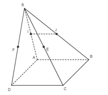 Cho hình chóp SABCD có đáy ABCD là hình bình hành. Gọi I, J, E, F lần lượt là trung điểm SA, SB, SC, SD. Trong các đường thẳng sau, đường nào không song song với IJ?  (ảnh 1)