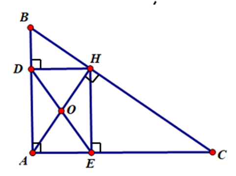 Cho tam giác ABC vuông ở A, đường cao AH. Kẻ HD vuông góc với AB và HE  (ảnh 1)