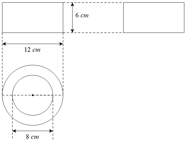 Vẽ hình chiếu vuông góc của các hình sau: a) Hình hộp chữ nhật có ba kích thước 2 cm; 4 cm; 6 cm. b) Hình trụ rỗng tròn xoay có chiều cao 6 cm và bán kính đáy ngoài 6 cm, bán kính đáy trong 4 cm. (ảnh 2)