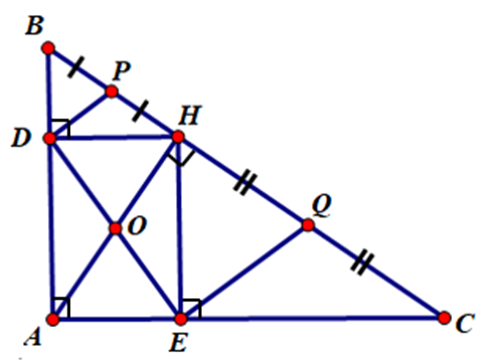 Cho tam giác ABC vuông ở A, đường cao AH. Kẻ HD vuông góc với AB và HE  (ảnh 1)