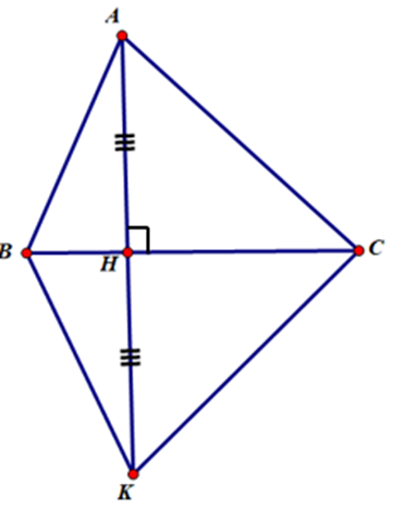 Cho tam giác ABC, kẻ AH  BC. Trên tia đối của tia HA, lấy điểm K sao cho HK  (ảnh 1)