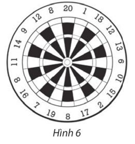 Trong Hình 6, tìm các số ghi tại điểm đối xứng qua tâm bia với điểm ghi các số 20; 7; 9.   (ảnh 1)
