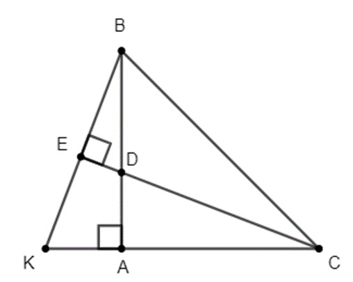 Cho tam giác ABC có góc A = 90 độ, AB = AC, điểm D thuộc cạnh AB. Đường thẳng (ảnh 1)