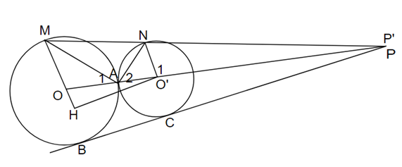 Cho (O; R) và (O'; R') tiếp xúc ngoài tại A. Kẻ dây cung AM của (O) và dây cung (ảnh 1)