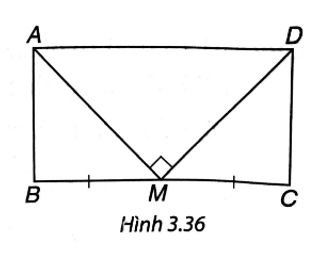 Cho hình chữ nhật ABCD có chu vi bằng 36 cm. Gọi M là trung điểm của cạnh BC. Biết rằng MA ⊥ MD. Tính độ dài các cạnh của hình chữ nhật ABCD (H.3.36).   (ảnh 1)