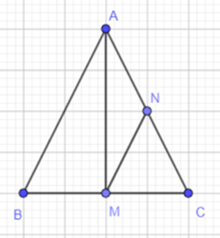 Cho tam giác ABC cân tại A (AB = AC). Gọi M là trung điểm của BC. Qua M kẻ  (ảnh 1)
