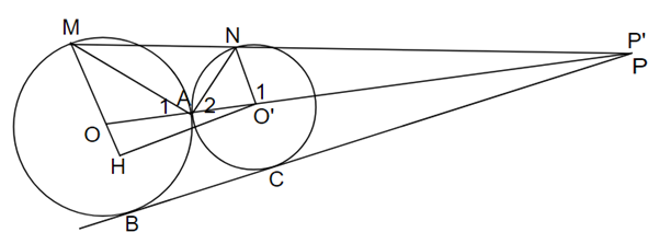 Cho (O; R) và (O; R’) tiếp xúc ngoài tại A. Kẻ dây cung AM của (O) và dây cung AN (ảnh 1)