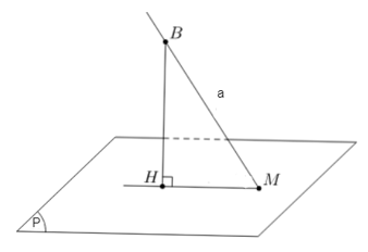 Cho mặt phẳng (P), điểm M, đoạn thẳng AB và đường thẳng a. Xác định hình chiếu vuông góc trên mặt phẳng (P) của: a) Điểm M;  b) Đoạn thẳng AB;  c) Đường thẳng a.  (ảnh 5)