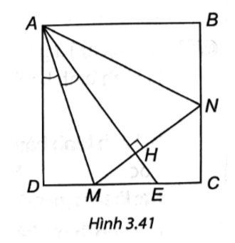 Cho hình vuông ABCD. Lấy một điểm E trên cạnh CD. Tia phân giác của góc DAE cắt cạnh DC tại M. Đường thẳng qua M vuông góc với AE cắt BC tại N. Chứng minh DM + BN = MN. (ảnh 1)