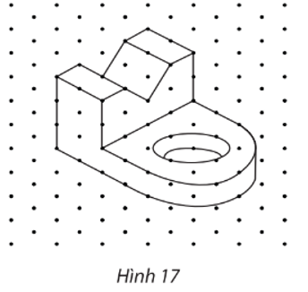 Lập bản vẽ kĩ thuật trên khổ giấy A4 gồm ba hình chiếu và các kích thước của chi tiết cơ khí “Giá đỡ chữ V” có hình chiếu trục đo như Hình 17. Cho biết mỗi hình thoi biểu diễn một hình vuông có cạnh 10 mm. (ảnh 1)