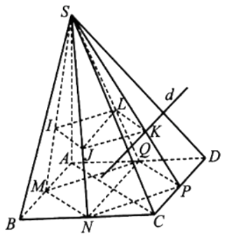 Cho hình chóp S.ABCD có đáy ABCD là hình bình hành. Gọi I, J, K, L lần lượt là trọng tâm của các tam giác SAB, SBC, SCD, SAD.  a) Chứng minh rằng bốn điểm I, J, K, L đồng phẳng và tứ giác IJKL là hình bình hành. b) Chứng minh rằng JL // CD.  c) Xác định giao tuyến của hai mặt phẳng (IJKL) và (SCD). (ảnh 1)