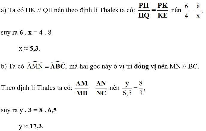 Tìm độ dài x, y trong Hình 4.4 (làm tròn kết quả đến chữ số thập phân thứ nhất). (ảnh 2)