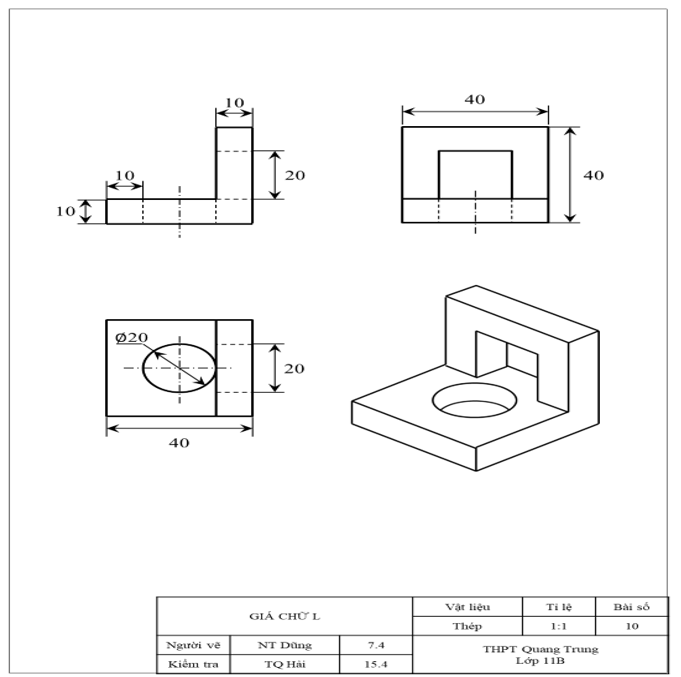 3. Các Bước Vẽ Hình Chiếu Trục Đo Giá Chữ L