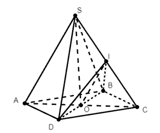 Cho hình chóp S.ABCD có đáy ABCD là hình bình hành tâm O, I là trung điểm cạnh (ảnh 1)