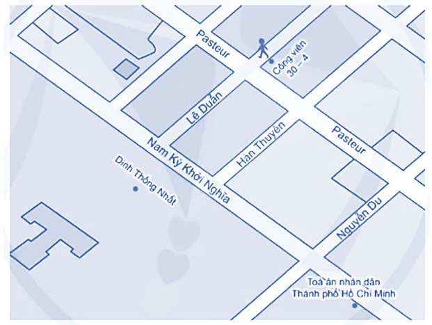 Dưới đây là lược đồ một số đường phố ở Thành phố Hồ Chí Minh.    Em hãy quan sát lược đồ và cho biết: a) Hai đường phố nào song song với nhau. (ảnh 1)