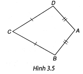 Tứ giác ABCD trong Hình 3.5 có AB = AD, CB = CD được gọi là hình “cái diều”. a) Chứng minh rằng AC là đường trung trực của đoạn thẳng BD. b) Tính các góc B, D biết rằng     (ảnh 1)