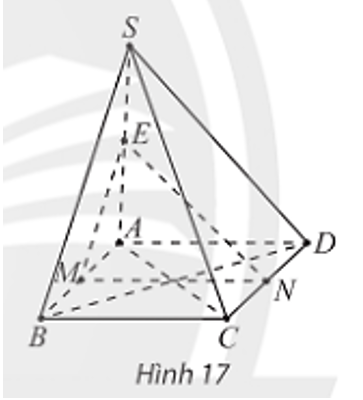 Cho hình chóp S.ABC có ABCD là hình bình hành và M, N, E lần lượt là trung điểm của các đoạn thẳng AB, CD, SA (Hình 17). Chứng minh rằng: a) MN song song với hai mặt phẳng (SBC) và (SAD); (ảnh 1)