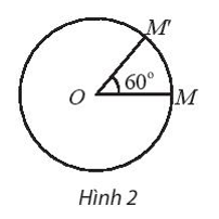 a) Tìm phép biến hình biến ∆BAC thành ∆BA’C’ (Hình 1).   b) Trong mặt phẳng, cho điểm O cố định (Hình 2). Gọi f là quy tắc ứng với mỗi điểm M trùng O cho ta điểm O và ứng với điểm M khác O cho ta một điểm M’ xác định như sau: – Dùng compa vẽ đường tròn (C) tâm O bán kính OM. – Trên (C) chọn điểm M’ sao cho góc lượng giác (OM, OM’) bằng 60°.   Quy tắc f có phải là một phép biến hình không? Hãy vẽ điểm M’ theo quy tắc trên nếu thay góc 60° bởi góc –30°. (ảnh 2)