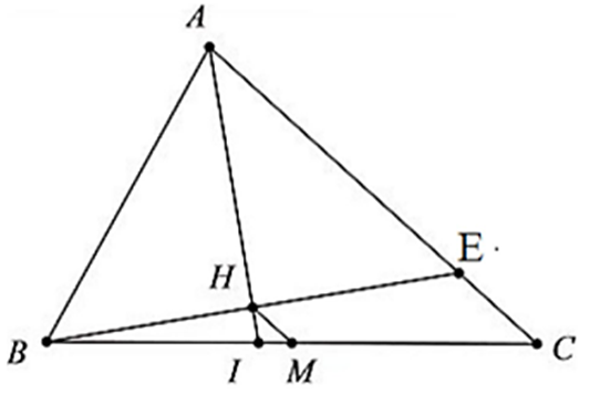 Cho tam giác ABC có AB = 12 cm, AC = 18 cm. Gọi M là chân đường vuông góc (ảnh 1)