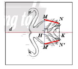 Một người đã vẽ xong bức tranh một con thiên nga đang bơi trên mặt hồ (đường thẳng d) (Hình 7a). Người đó muốn vẽ bóng của con thiên nga đó xuống mặt nước (như Hình 7b) bằng cách gấp tờ giấy theo đường thẳng d và đồ theo hình con thiên nga trên nửa tờ giấy còn lại. Chứng tỏ rằng đây là một phép dời hình.   (ảnh 2)