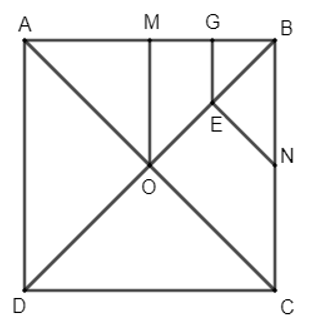 Cho hình vuông ABCD có hai đường chéo cắt nhau tại O. Gọi M, N, E lần lượt là trung điểm của AB, BC, BO (Hình 58). Chứng minh rằng hai hình AMOD và OENC đồng dạng với nhau.    (ảnh 2)