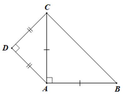 Cho tam giác ABC vuông cân tại A, AB = căn bậc hai 2. Về phía ngoài tam giác vẽ  (ảnh 1)