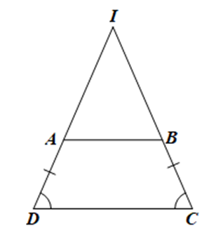 Cho tứ giác ABCD có góc C = góc D và AD = BC. Chứng minh tứ giác ABCD là hình thang cân (ảnh 1)