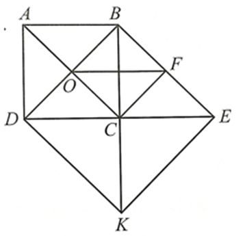 Cho hình vuông ABCD có hai đường chéo AC Chứng minh các tứ giác BOCF và BDKE đều là hình vuông (ảnh 1)
