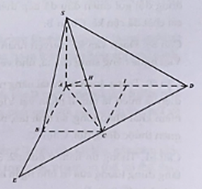 Cho hình chóp S.ABCD có đáy là hình thang vuông tại A và B; ab = bc = 1/2ad = a. Biết SA vuông góc với mặt phẳng đáy, sa = a căn 2.  (ảnh 1)