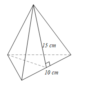 Tính diện tích xung quanh của hình chóp tam giác đều có cạnh đáy 10 cm và chiều cao của mặt bên  (ảnh 1)