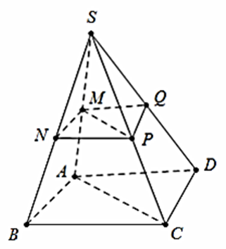 Cho hình chóp S.ABCD. Gọi M, N, P, Q lần lượt là trung điểm của SA, SB, SC, SD (ảnh 1)