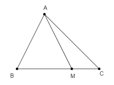 Gọi điểm M là điểm thuộc cạnh BC của tam giác ABC sao cho BM = 3MC. Khi đó  (ảnh 1)