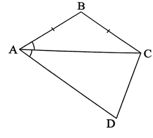 Cho tứ giác ABCD có AB = BC và AC là tia phân giác của góc A. Chứng minh tứ giác ABCD là hình thang. (ảnh 1)