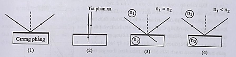 Trong các trường hợp truyền ánh sáng như hình vẽ, trường hợp nào có hiện tượng phản xạ toàn phần? (ảnh 1)