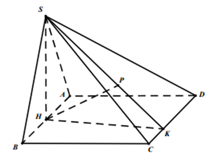 Cho hình chóp S.ABCD có đáy là hình thoi. Tam giác SAB cân tại S và thuộc mặt phẳng vuông góc với đáy, biết tam giác ABC đều cạnh 20 cm và mặt phẳng (SCD) (ảnh 1)