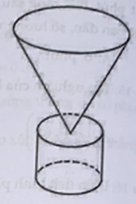 Một khối đồ chơi gồm một khối hình nón (H1) xếp chồng lên một khối hình trụ (H2) lần lượt có bán kính đáy và chiều cao tương ứng là  (ảnh 1)