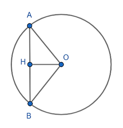 Cho đường tròn (O; R). Vẽ dây AB sao cho số đo của cung nhỏ AB bằng 1 1/2 (ảnh 1)