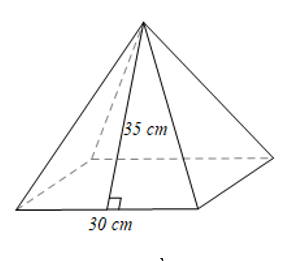 Tính diện tích toàn phần của hình chóp tứ giác đều có cạnh đáy 30 m và chiều cao của mặt bên xuất  (ảnh 1)