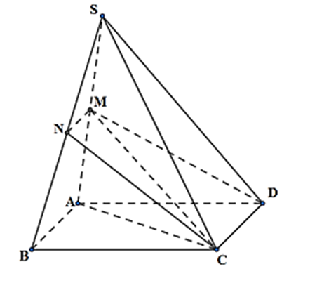 Cho hình chóp S.ABCD có đáy ABCD là hình bình hành, M và N theo thứ tự là trung điểm (ảnh 1)
