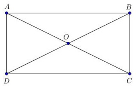 Cho hình chữ nhật ABCD có hai đường chéo AC và BD cắt nhau tại O. Biết OC  (ảnh 1)