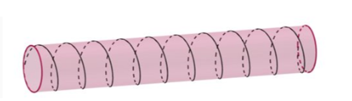Một sợi dây được quấn đối xứng đúng 10 vòng quanh một ống trụ tròn đều có bán  kính  (ảnh 1)