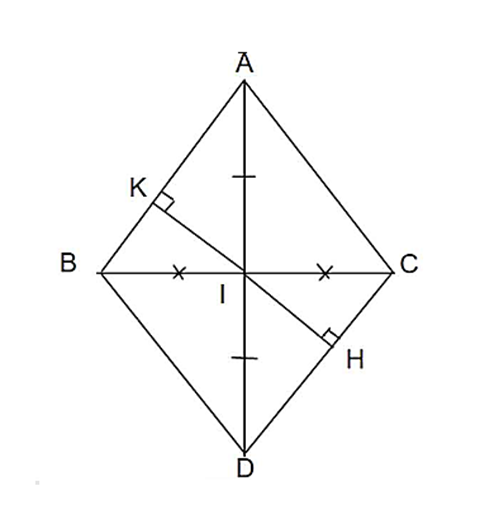 Cho tam giác ABC có AB = AC. Gọi I là trung điểm của BC, trên tia đối của tia IA lấy  (ảnh 1)