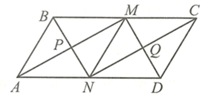 Gọi P là giao điểm của AM và BN, Q là giao điểm của CN và DM. Chứng minh tứ giác  (ảnh 1)