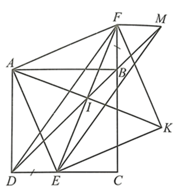 Cho hình vuông ABCD. Lấy điểm E Chứng minh tam giác AEF là tam giác vuông cân (ảnh 1)