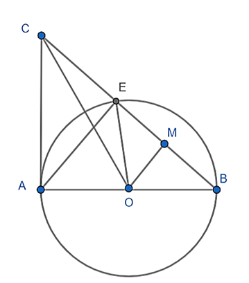 Cho đường tròn (O) đường kính AB. Trên tiếp tuyến tại A của (O), lấy điểm C (ảnh 1)