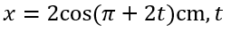 Một chất điểm dao động điều hòa với phương trình x= 2 cos ( pi+ 2t) cm , t được tính bằng (ảnh 1)