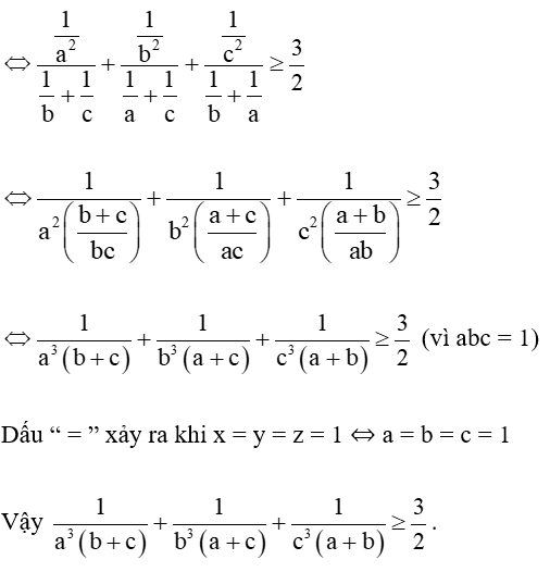 Cho a, b, c > 0 thỏa mãn abc = 1. Chứng minh rằng: (ảnh 2)